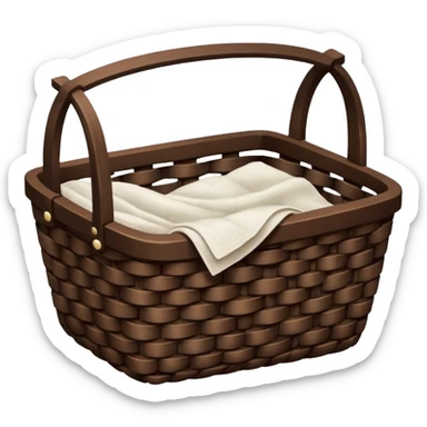 A woven dark Brown basket with fresh washed linen sticker