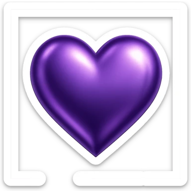 heart with a metallic purple finish, clean digital illustration sticker