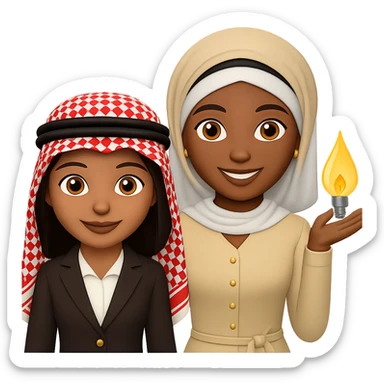 Add a traditional Arab headscarf (keffiyeh) to the man in the emoji style. Keep the style consistent with emoji style and no background (transparent). sticker