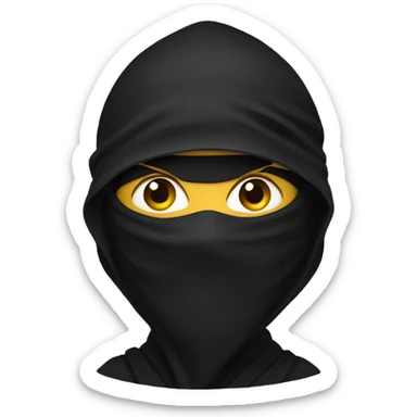 black ninja with a black veil on his head, white eyes sticker