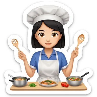 My friend Rachel cooking Chinese food sticker