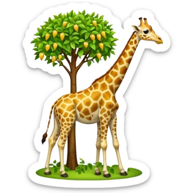 giraffe eating leaves from a tree sticker