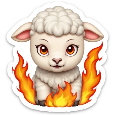 Angry baby lamb with fire  sticker