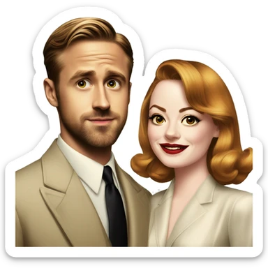 Ryan gosling and Emma stone 1940s party sticker