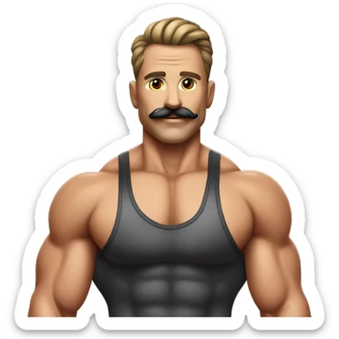 Muscular gay bodybuilder with mustache bikini realistic sticker