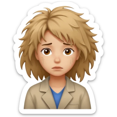 Tired girl after studying  sticker