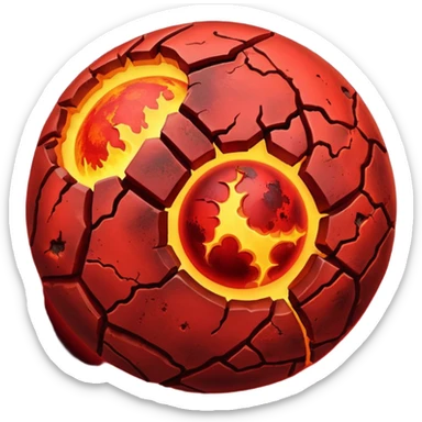Crimson red planet with fire and cracks sticker