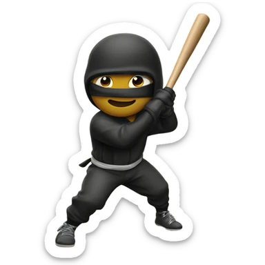 Ninja swinging a baseball bat sticker