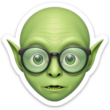 green alien with glasses sticker
