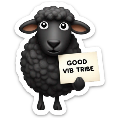 Black sheep holding sign saying “GOOD VIBE TRIBE” sign sticker