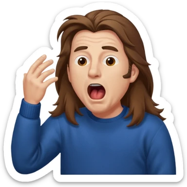 yawning long haired man in sweater sticker