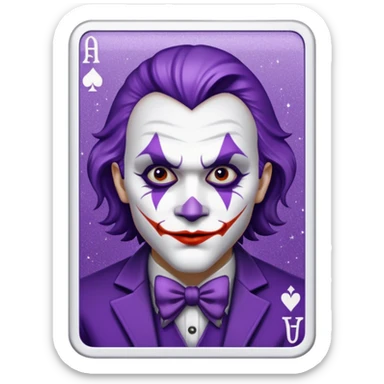 Glitter Purple and White Joker Gangster Card sticker