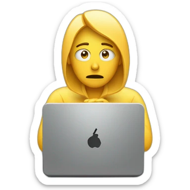 person sad at the computer sending an email sticker