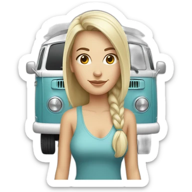 Hip white woman with a Volkswagen camper van sticker