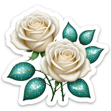 Glitter White Roses sticker
