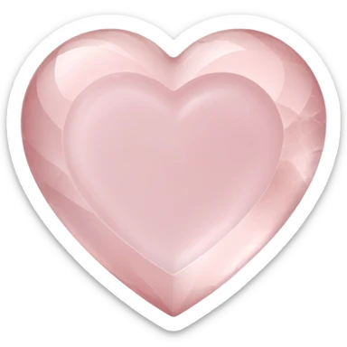 Heart-shaped rose quartz crystal with delicate pink hue and subtle inner cloudiness sticker