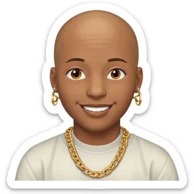 Young African rapper, bald with chain, without piercings sticker