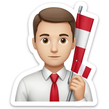 tie man holding polish flag sticker