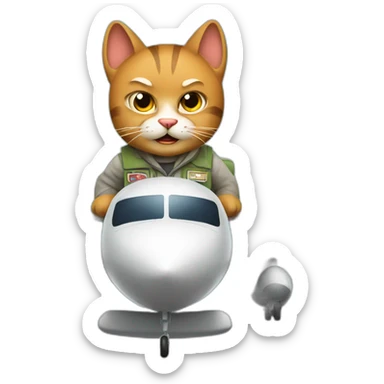 Angry Cat piloting a plane. sticker
