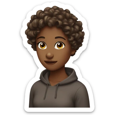 girl with perfect brown curls  sticker