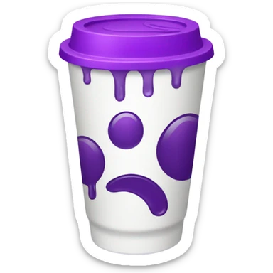 a styrofoam cup with purple liquid inside with ice sticker