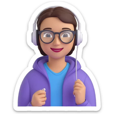 Human-like assistant — realistic but stylized person with a warm smile, headphones or sleek AR glasses.Human-like assistant — realistic but stylized person with a warm smile, headphones or sleek AR glasses. sticker