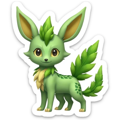 Kawaii cute cool feral Sprigatito-Leafeon-Sceptile-Fakémon-hybrid (full body) sticker