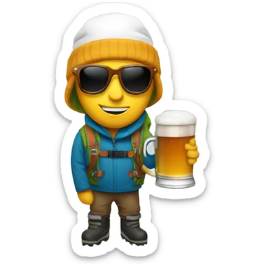 Backcountry skier with a beer sticker