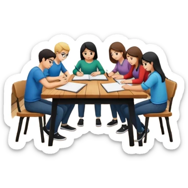 study space with students working on a big table sticker