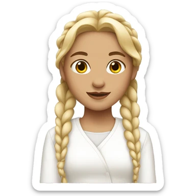 A girl with blonde braids and white clothes.  sticker