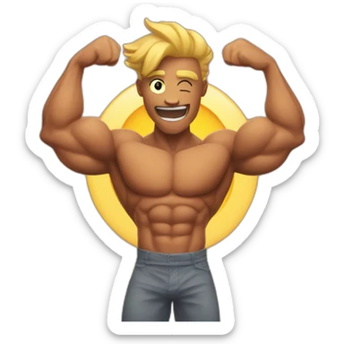 the sun with muscles, flexin his biceps sticker