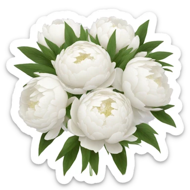 White peonies bouquet  sticker