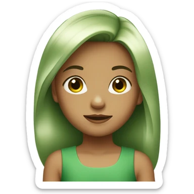 little girl with green dress straight hair sticker