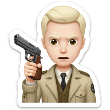 crazy mad man with gun pointing it  sticker