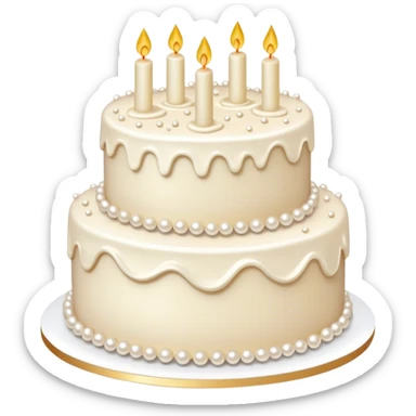 Realistic white wedding layered cake with vanilla icing, pearl sprinkles sticker