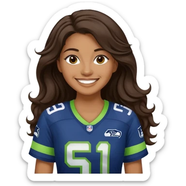 Long wavy Dark brown hair seahawks fan female sticker