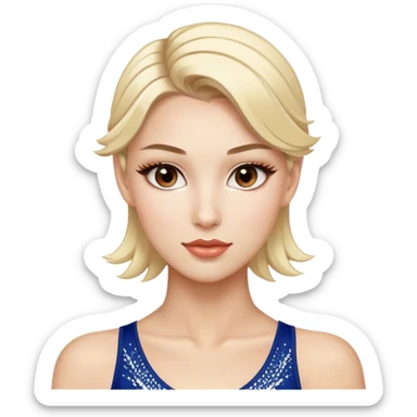 Blonde model with brown eyes, Olympic figure skater team USA, luxury makeup sticker