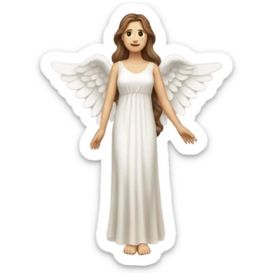 Full length white woman with brown hair dressed as a beautiful angel with wings and a long flowy dress sticker