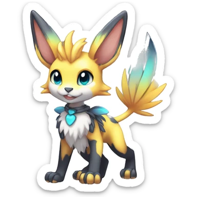 Anthro Sona Cool Edgy Legendary Colorful Shy Shiny Fakemon-Fantasy-Creature With Full Body Detailed High Quality sticker