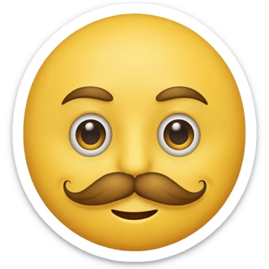 Mustache on a normal  yellow smiley with no dimple and more masculine expression  and regular eyes  sticker