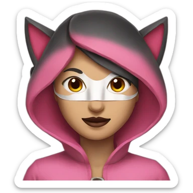 pink women wearing a kitsune mask sticker