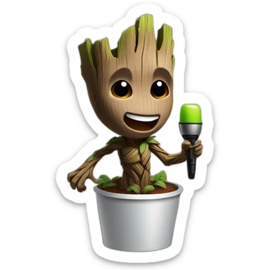 Groot sing karaoke sticker