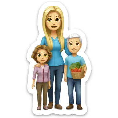 Caucasian family in a market sticker