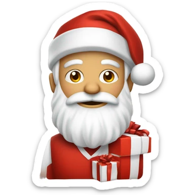 père Noël avec cadeau est costume rouge et barbe blanche sticker