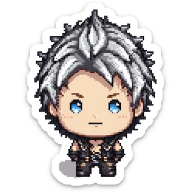 cool chibi male face with spiky hair sticker
