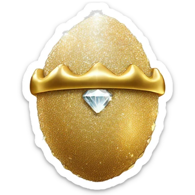 sparkling diamond Acorn like diamond with stem made of gold sticker