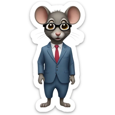 Un raton con traje semi deportivo con lentes oscuros sticker