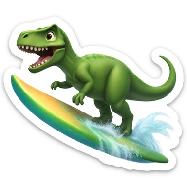 dinosaur surfing sticker