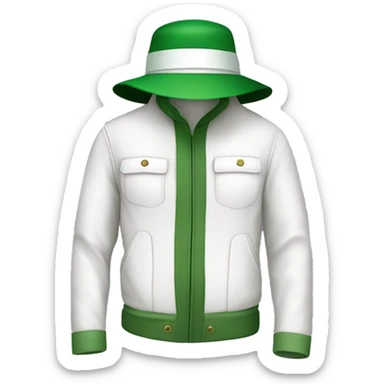 gardener pith helmet jacket white green trees  sticker