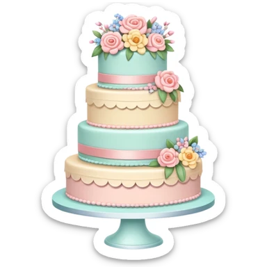 Romantic pastel wedding cake sticker